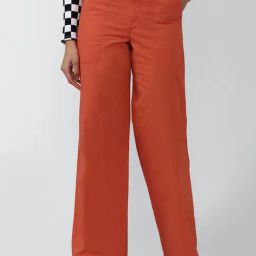 Forever 21 Orange Regular Fit Flat Front Trousers-image-21