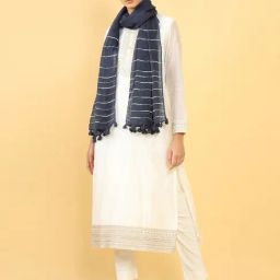 Soch Navy Linen Embellished Dupatta-picture-18