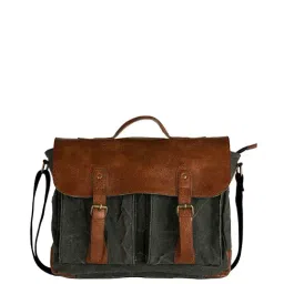 Mona B Black Canvas Medium Messenger Bag-image-11