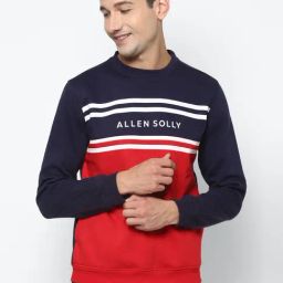 Allen Solly Navy & Red Regular Fit Colour Block SweatShirt-image-85