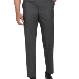 Arrow Dark Grey Regular Fit Checks Trousers-picture-24