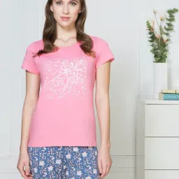 Van Heusen Pink Cotton Printed T-Shirt-picture-2