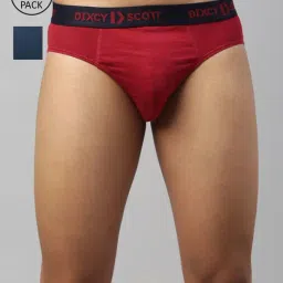 Dixcy Scott Maximus Denim Blue & Barbados Cherry Cotton Regular Fit Briefs - Pack Of 2-picture-48