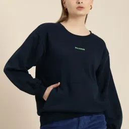 Dillinger Navy Fleece Typographic Oversized Pullover-image-5