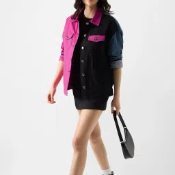 The Souled Store Multicolored Cotton Color-Block Jacket image 4