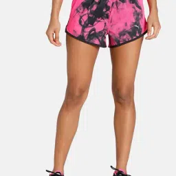 Puma Pink Printed Mid Rise Sports Shorts-picture-2