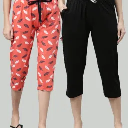 Kryptic Coral & Black Printed Capris - Pack of 2-image-12