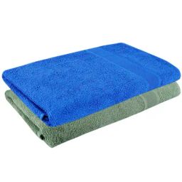 Dollar Royal Blue & Dynasty Green 400 GSM 100% Cotton Bath Towels - Set of 2-14