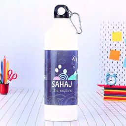 FNP White Aluminium Little Explorer Personalised Bottle (650ml)-20