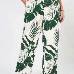 Honey By Pantaloons Green Nylon Straight Fit Print Casual Trousers-image-41