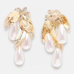 Sohi Gold Plated Party Pearls Drop Earrings-16