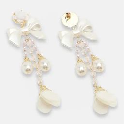 Sohi Gold Plated Party Pearls Dangler Earrings-12