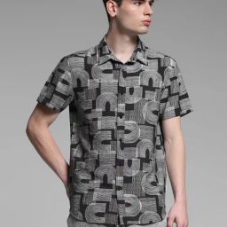 Jack & Jones Jet Black Comfort Fit Printed Shirt-image-83