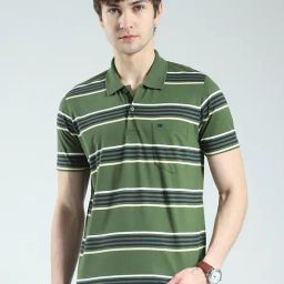 Monte Carlo Green Regular Fit Striped T-Shirt-image-49
