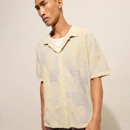 Nuon by Westside Light YellowTextured Relaxed-Fit Cotton-Blend Shirt-image-20