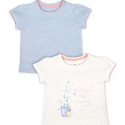 Mothercare Kids White & Blue Cotton Printed T-Shirt (Pack of 2)-picture-19