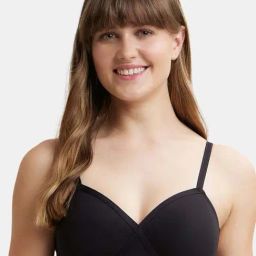 Jockey FE40 Women's Wirefree Padded Super Combed Cotton Full Coverage T-Shirt Bra-image-2