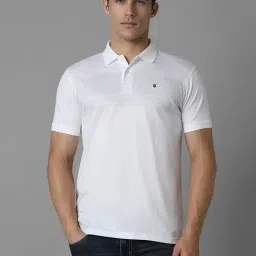 Louis Philippe White Cotton Slim fit Print Casual Polo T-Shirt-picture-14