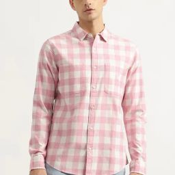 United Colors of Benetton Pink Pure Cotton Regular fit Checks Shirts-image-103