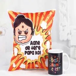 FNP Multicolor Ceramic Printed Aane De Tere Papa Ko Printed Cushion & Mug Set (325 ml)-image-20