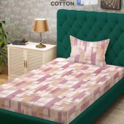 Klotthe Pink 400 TC Cotton Single Book Fold Bedsheet with Pillow Cover-image-54