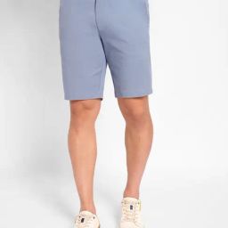 Peregrine By Pantaloons Blue Cotton Slim Fit Shorts-47