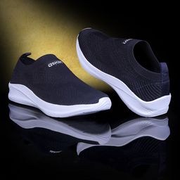 ASIAN Men Navy Blue Woven Design Slip-On Sneakers-21