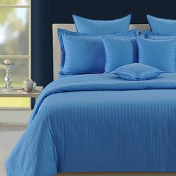 SWAYAM Blue Striped 300 TC King Bedsheet with 2 Pillow Covers-image-82