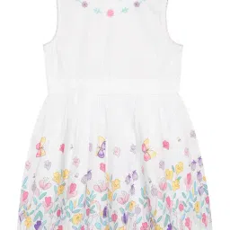 Budding Bees Kids White Printed Dress-image-24
