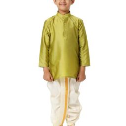 Ramraj Boys Green Cream Kurta & Dhoti Set-picture-18