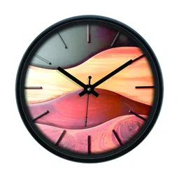 Aura Pink & Orange-Coloured Abstract Printed Analogue Round Shaped Contemporary Wall Clock-2