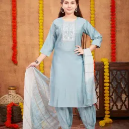 Aarika Kids Sky Blue Embellished Kurta with Salwar-image-63