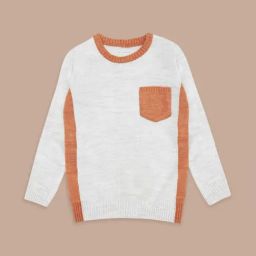 Pantaloons Junior Off-White & Orange Striped Full Sleeves Sweater-image-28