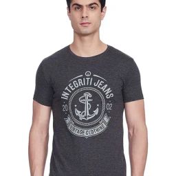 Integriti Grey Slim Fit Printed T-Shirt-12