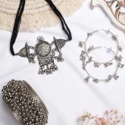 Teejh Pitara Collection Roopini Silver Oxidized Jewellery Set-picture-22