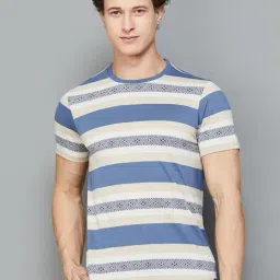 Fame Forever by Lifestyle Blue Regular Fit Striped Crew T-Shirt-picture-12
