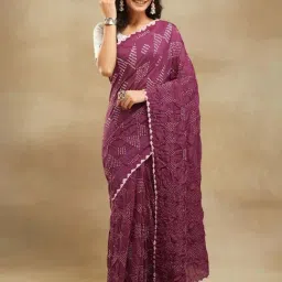 Fabindia Purple Printed Saree-picture-26