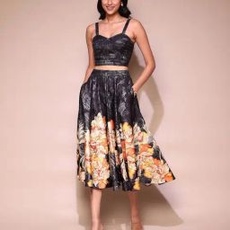 Label Ritu Kumar Black Floral Print Co-Ord Set-15