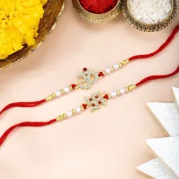 Peora Swastik & Om Rakhi for Brother Raksha Bandhan Rakhi with Roli Chawal Greeting Card - Pack of 2-picture-26