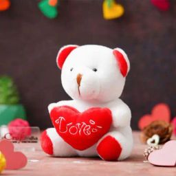 eCraftIndia White & Red Fabric Love Heart Cute Teddy Bear-picture-8
