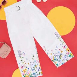 Pantaloons Junior Kids White Cotton Printed Trousers-image-54