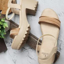 Carlton London Women's Cream Ankle Strap Sandals-image-25