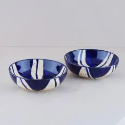 Blackcarrot Ceramic Blue & White Bowls Set of 2-image-49