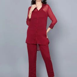 Anvi Be Yourself Maroon Mid Rise Trousers-image-33