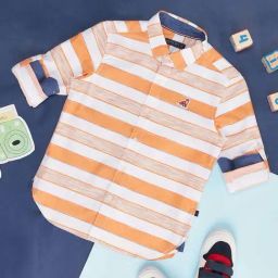 Pantaloons Junior Orange & White Cotton Striped Full Sleeves Shirt-image-20