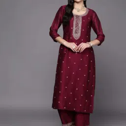 Libas Maroon Embroidered Straight Kurta-image-19