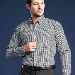 Hancock White Cotton Slim Fit Checks Shirts-image-74