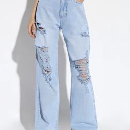 showoffff SHOWOFF Light Blue Denim Distressed Mid Rise Jeans-picture-11