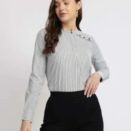 Fablestreet Grey Regular Fit Striped Shirt-picture-16