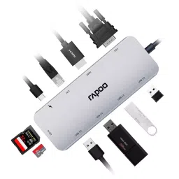 Rapoo XD200 10-in-1 Adapter, with 4K HDMI, 1080P VGA USB C Hub Adapter-30